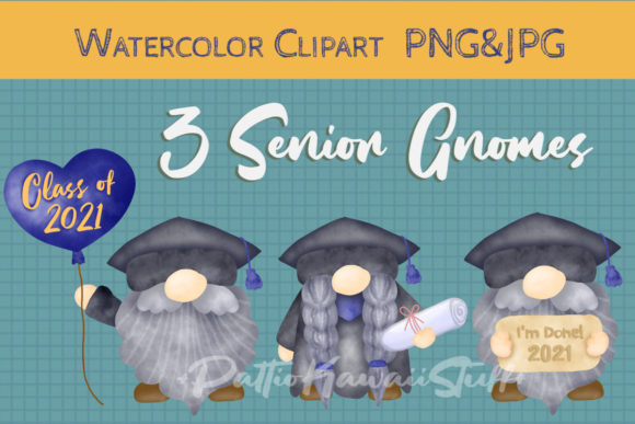 Download Watercolor Senior Gnomes Graduation 2021 - Premium Resources