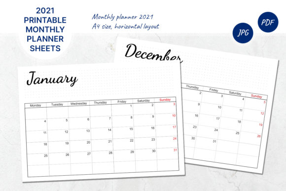 Download Printable Calendar. 2021 Monthly Planner - 2021 Collection