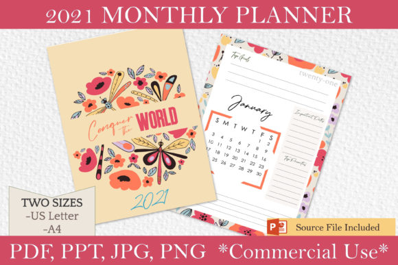 Download 2021 Monthly Planner Printables / Floral - 2021 Collection