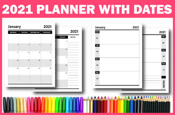 Download 2021 Planner with Dates Ready for KDP - 2021 Collection