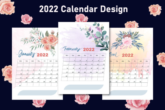Download 2022 Calendar with Watercolor Flower - 2022 calendar Collection